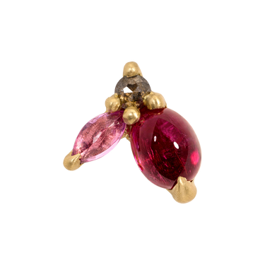 Pink Scarab Stud Earring with Grey Diamond - 11977